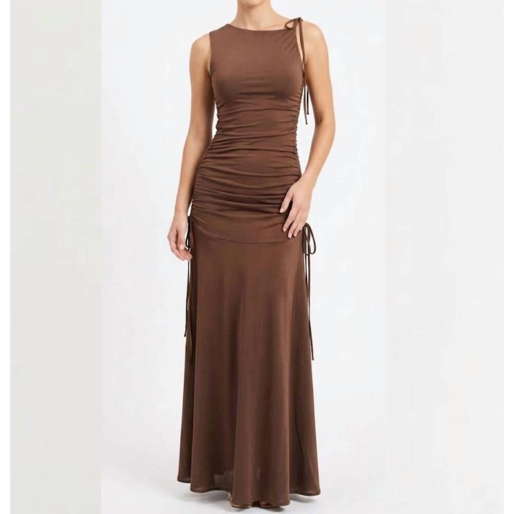 NEW SAEMDI helle maxi dress in brown